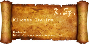 Kincses Szabina névjegykártya